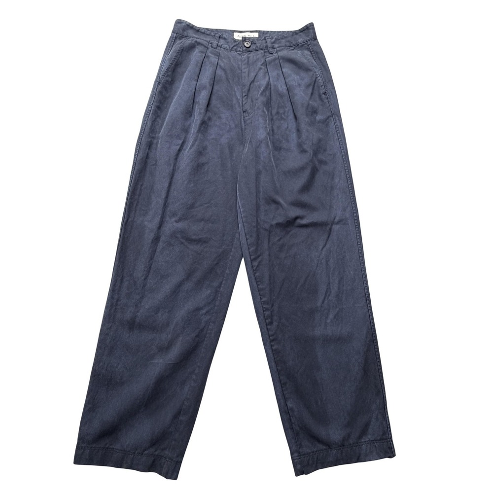Alex Mill Pants Womens 6 Blue Pleated Chino Crop Straight Leg High Rise Casual